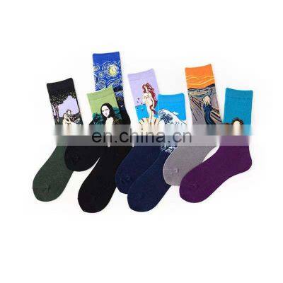 autumn and winter  painting socks Mona Lisa tube unisex socks Men and women happy socks logo customize