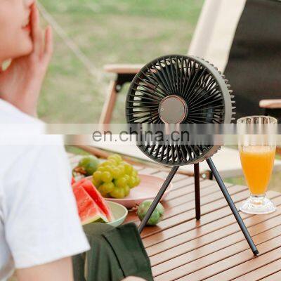 2022 New Arrivals Super Quiet Powerful Wind Outdoor Mute USB Rechargeable Mini Table Fan Tripod Fan Camping Fan