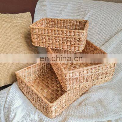 Minimal Storage Basket Water Hyacinth Serving Tray Set Of 3