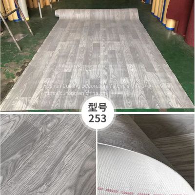 Dining room wood grain foam PVC floor glue shop Tea shop home accessories exhibition hall waterproof plastic floor leather