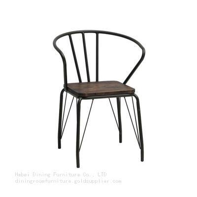 Black Metal and Wood Armchairs DC-M16
