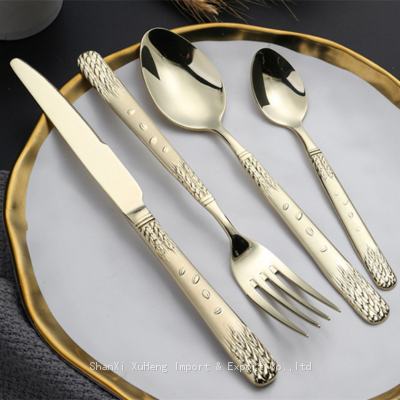 Sun Flower Gilded Cutlery Set Stainless Steel Flatware Kitchen Silverware Steak Tableware Dinnerware Spoon Fork Knife photo-3