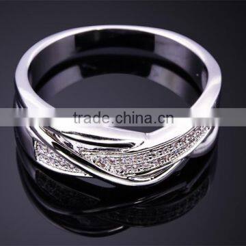 New Product 2017 Cubic Zirconia Hong Kong Factory 2-Tone Plated Wedding Band Ring photo-6