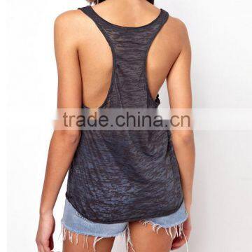 Blank Transparent Drop Armhole Tank Top/Sexy Sleevless Blouse photo-2