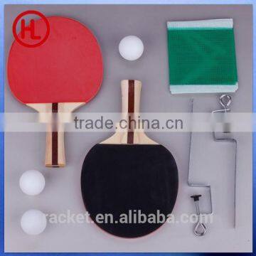 promotional desktop poplar wooden ping pong table tennis racket set with 3 table tennis balls wholesale