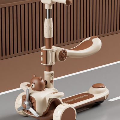 New Children's Scooter Folding Scooter Children Can Sit on it Folding Scooter Cartoon Windmill Airplane Skateboard（Wechat:13510231336） photo-2