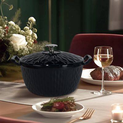 Professional Ripple Design Cast Iron Dutch Oven for Even Cooking