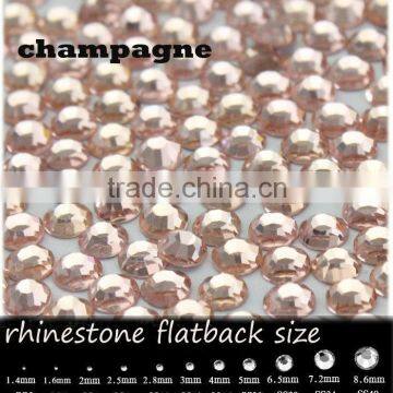 Wholesale ss6-ss30 champange Decorative Flat Back non-hotfix rhinestone