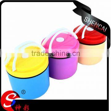 New Style Take Away Lunch Box Colorful 2 Layers Stainless Steel Plastic Bento Box for Children