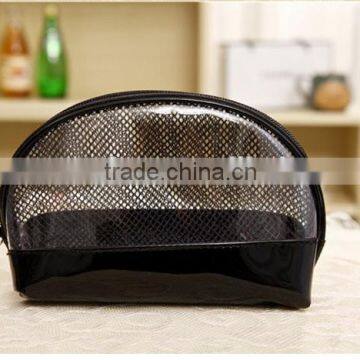 Popular clear pvc mesh shell shaped make up cosmetic bag small pounch bags