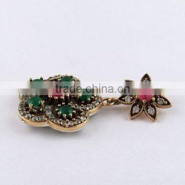 White CZ Green Onyx Red Onyx Pendant, Silver Jewellery India, 925 Silver Jewellery photo-4