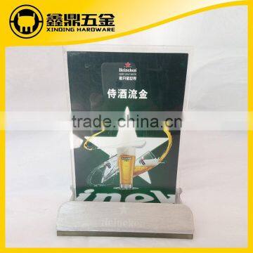 Acrylic Menu stand with metal base