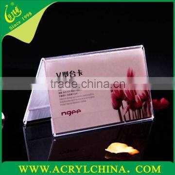 Transparent acrylic table card/perspex display stand/PMMA Meeting cards