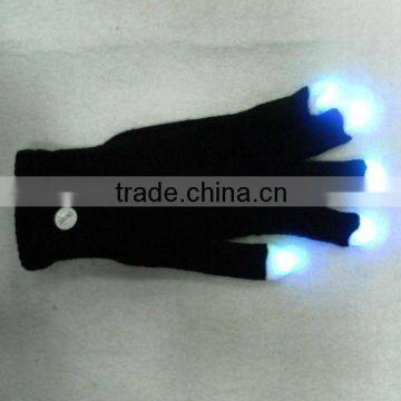 Led black with white finger light gloves