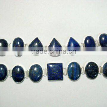 Lapis Gemstone Metal Bracelet