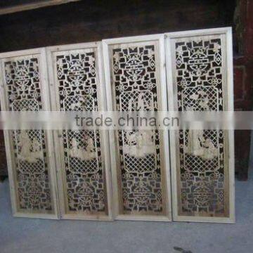 Chinese antique wood caved screen