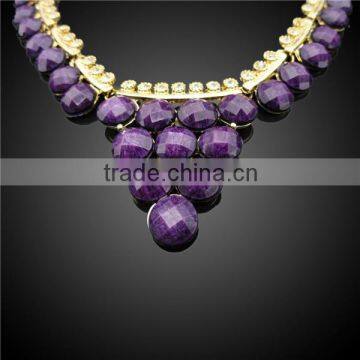 Shining Popular Handmade African Beads Pink Resin Jewelry Set Rings Jewelry Purple Stone photo-3