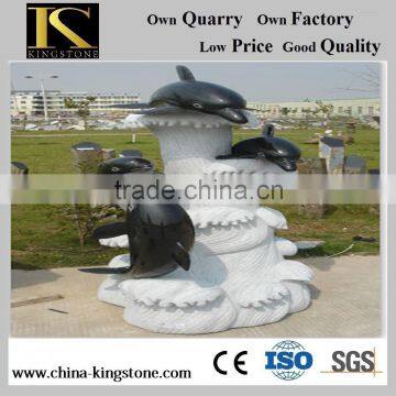 High Quality G654 Dark Grey Granite Animal Dolphin Statue for Garden