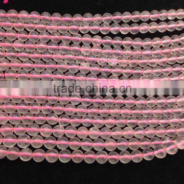 Nautral Polish Madagascar Clear Pink Rose Quartz Round Beads For Jewelry photo-3