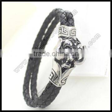 Men Skull Bio Magnetic Leather Bracelet