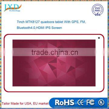 7inch MTK8127 quadcore tablet with GPS, bluetooth4.0, FM for USA and EU market