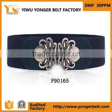 beautiful fashion black wide elastic waistband metal belt and accessories