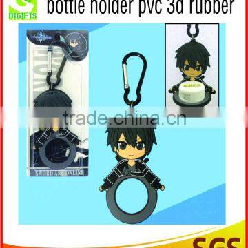 pvc 3D water bottle holder with strap promotion carabiner