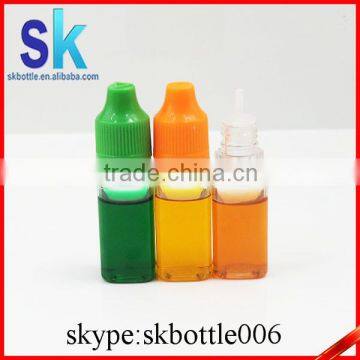 10ml square clear PET plastic bottle child tamperproof cap with press in tip