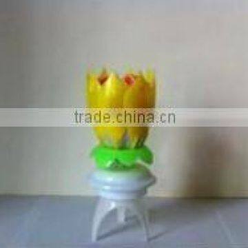 happy birthday flower candle with music/Double-deck rotating lotus candle for birthday