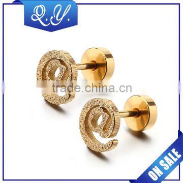 Wholesale barbell ear piercing jewelry gold plated ear stud