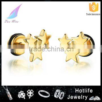 2016 Latest Simple Design Ginger Snap Jewelry Button Star Saudi Gold Jewelry Earring