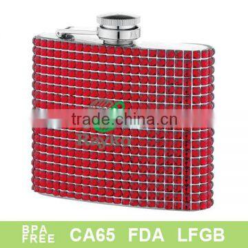 stainless steel hip flask with metal lid