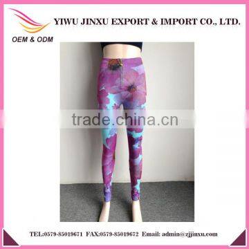 2016 OEM Service Wholesale Top Quality Seamless Printed Zipper Fur Hot Selling Women Leggings Waist High Tight Girls Yoga Pants