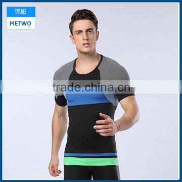 2016 new exercise clothes fashion quality sports t shirt mens gym fitness shirts