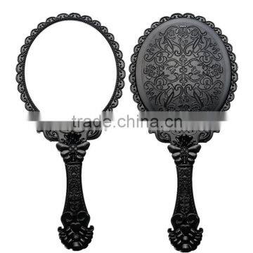 Modern Design L Ladies Floral Repousse Cosmetic Vintage Mirror Cute Girl Hand Make Up Oval Hand Held Makeup Beauty Dresser