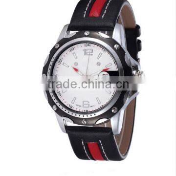 genuine leather militray mens watch