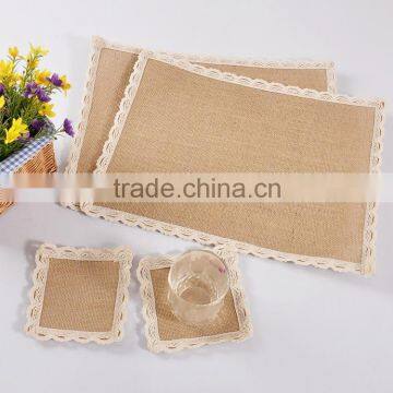 Square Crochet Coasters With Lace Trims,hot Burlap Fabric Crochet Doilies