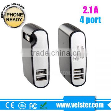 High quality 5V 2.1A 4 port usb wall charger for iPhone/iPad