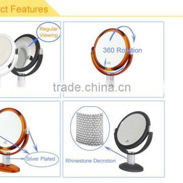 Rose Gold Silver Chrome Stand Makeup Mirror 1x/10x Magnification photo-4