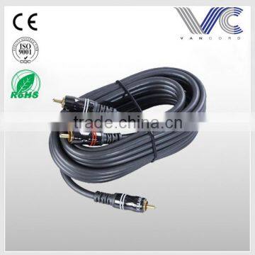 2015 hot selling Gold plated Plug 2R-2R PVC Car RCA Cable