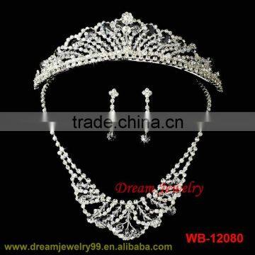 hot sale new designs wholesale fashion bridal wedding crystal silver high quality jewelry set