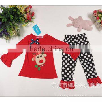 Kids Holiday Clothing Set Baby Girls Ruffle Pant Outfit Baby Girls Christmas Cotton Autumn Clothes Set for Christmas TR-CA16 photo-3