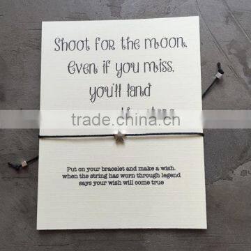 Custom jewelry gift card waxed Friendship Bracelet Bronze star Bracelet