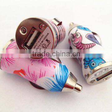 New arrival flower printed usb car charger for iphone samsung ipad ipod