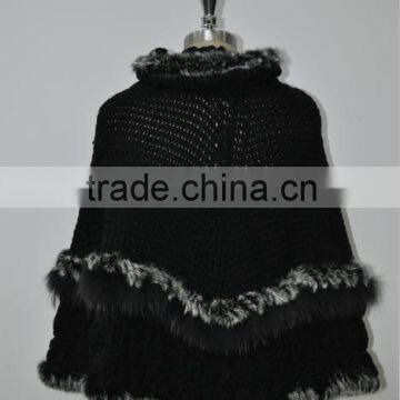Women Fashion Knitted Real Rabbit Fur Shawl LK16F014 photo-2