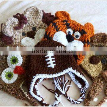 Baby Hats - Photo Prop Package - Baby Boy Hats - Owl Hat, Football Hat, Liion Hat, Tiger Hat and Bear Hat - Newborn Hats                        
                                                Quality Choice