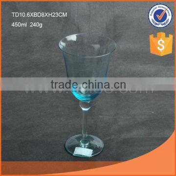 hot selling 450m blue colored wine stemmed glass