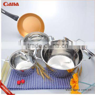 QANA High Quality Stainless Steel Cookware set /pot pan /sause pan /casserole