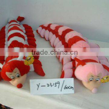 60cm customized beautiful valentine soft plush stuffed 2-colour caterpillar animal toy with horns