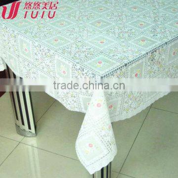 Elegant printed pvc lace tablecloth, vinyl table cloth